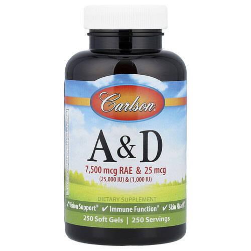 Carlson, Vitamin A und D, 250 Weichkapseln