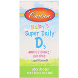Carlson Labs, Витамин D3 для детей Super Daily , 400 МЕ, 0,35 жидкой унции (10,3 мл) отзывы