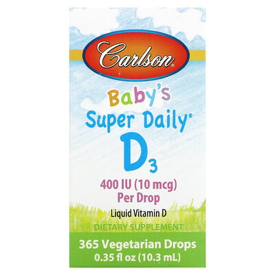 

Carlson Super Daily, витамин D3 для детей, 10 мкг (400 МЕ), 10,3 мл (0,35 жидк. унций)