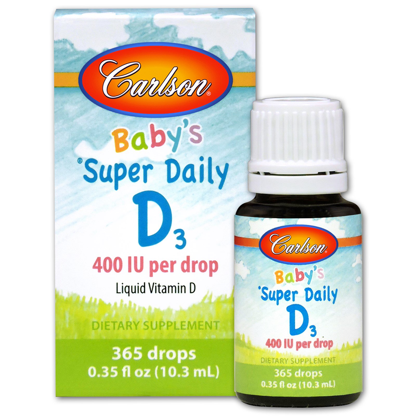 Carlson Labs, Витамин D3 для детей Super Daily , 400 МЕ, 0,35 жидкой унции (10,3 мл)