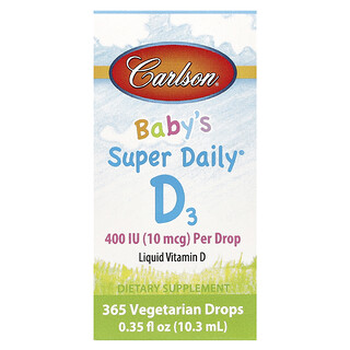 Carlson, Baby's Super Daily D3, 10 mcg (400 IU), 0,35 fl oz (10,3 ml)