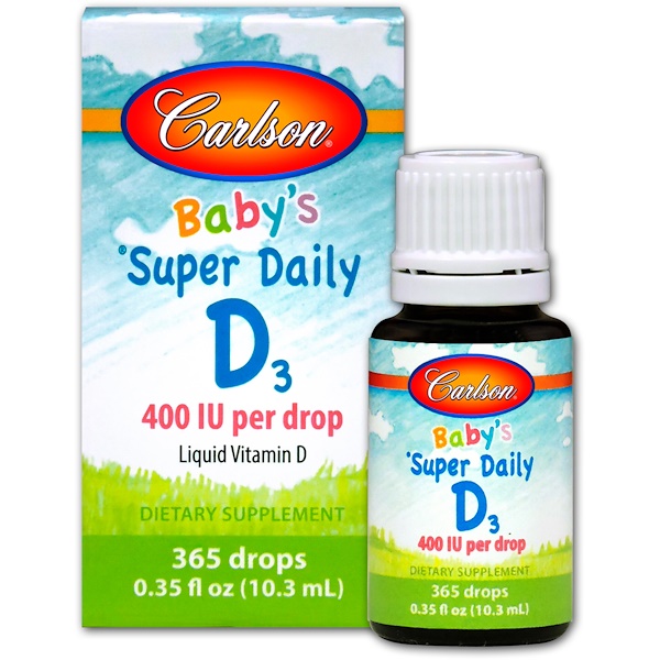 Carlson Labs, Витамин D3 для детей Super Daily , 400 МЕ, 0,35 жидкой унции (10,3 мл)