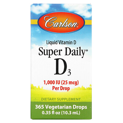 

Carlson Super Daily D3, 1000 МЕ, 10,3 мл (0,35 жидк. унции)