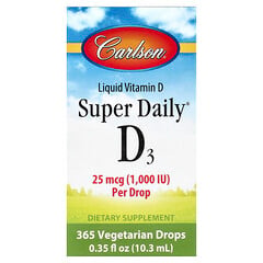Super Daily®, вітамін D3, 25 мкг (1000 МО), 10,3 мл (0,35 рідк. унції)