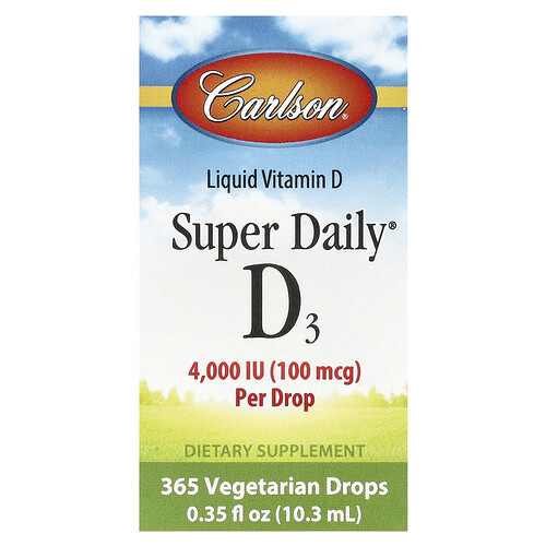 Carlson, Super Daily® D3, 100 mcg (4.000 IU), 10,3 ml (0,35 fl. oz.)