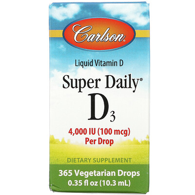 Carlson Labs Super Daily D3, 100 mcg (4,000 IU), 0.35 fl oz (10.3 ml)