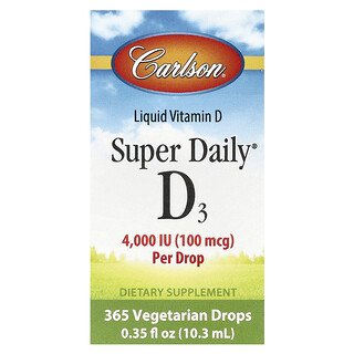 Carlson, Super Daily®（スーパーデイリー）D3、100mcg（4,000 IU）、10.3ml（0.35液量オンス）