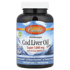 Wild Norwegian, Cod Liver Oil Gems, супер, 1000 мг, 100 капсул