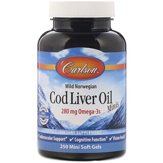 Carlson Labs, Wild Norwegian, Cod Liver Oil Minis, 250 Mini Soft Gels