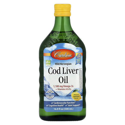 Carlson Wild Norwegian, Cod Liver Oil, Natural Lemon , 16.9 fl oz (500 ml)