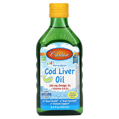 

Carlson Kid's Norwegian Cod Liver Oil Natural Lemon 8.4 fl oz (250 ml)