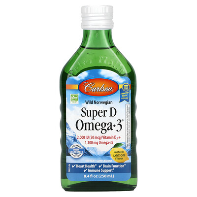 

Carlson Wild Norwegian Super D Omega-3 Natural Lemon 8.4 fl oz (250 ml)