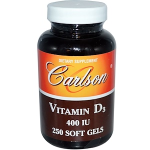 Carlson Labs, Витамин D3, 400 МЕ, 250 гелевых капсул
