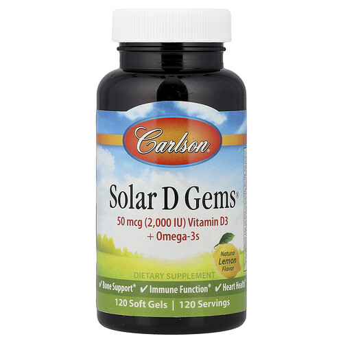Carlson Solar D Gems®, Vitamine D3 + Oméga-3, 120 capsules