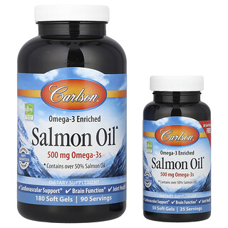 Carlson, Ulei de somon îmbogățit cu Omega-3, 230 de capsule moi