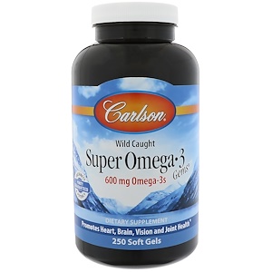 Carlson Labs, Super Omega -3 Gems, 250 мягких желатиновых касул