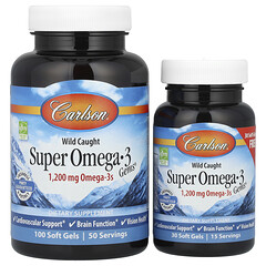 Super Omega-3 Gems®, омега-3 кислоти з риби, виловленої ​​в природному середовищі, 100 + 30 капсул