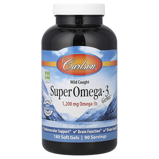 Carlson, Wild-Caught Super Omega-3 Gems®, 180 Soft Gels