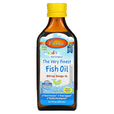 

Carlson Kid's Norwegian The Very Finest Fish Oil Natural Lemon 800 mg 6.7 fl oz (200 ml)