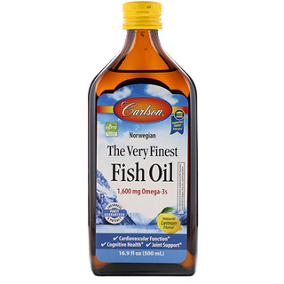 Carlson Labs, El mejor aceite de pescado noruego, sabor a limón natural, 16,9 oz (500 ml)