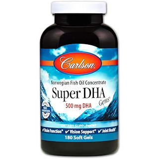 Carlson Labs, Рыбий жир «Сокровища супер-DHA», 180 мягких капсул