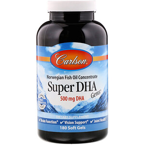 Отзывы о Карлсон Лэбс, Super-DHA Gems, 500 mg, 180 Soft Gels