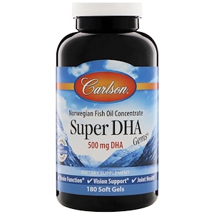 Carlson Labs, Рыбий жир «Сокровища супер-DHA»,  180 мягких капсул