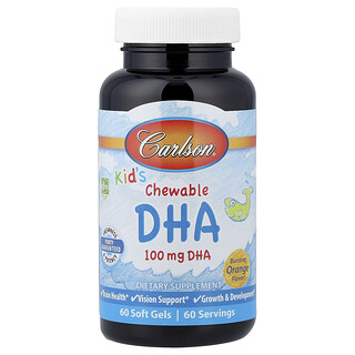 Carlson, 儿童咀嚼 DHA，爆浆橙味，60 粒软胶囊