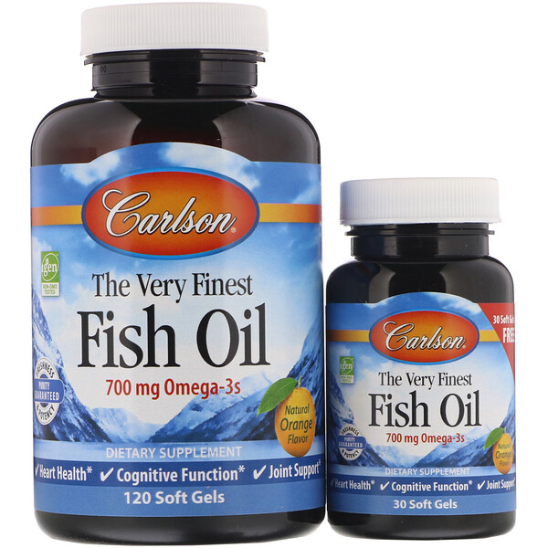 The Very Finest Fish Oil, Natural Orange Flavor, 350 mg, 120 + 30 Free Soft Gels