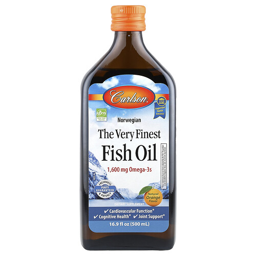Carlson, Norwegian, The Very Finest Fish Oil, feines Fischöl, natürlicher Orangengeschmack, 1.600 mg, 500 ml (16,9 fl. oz.)
