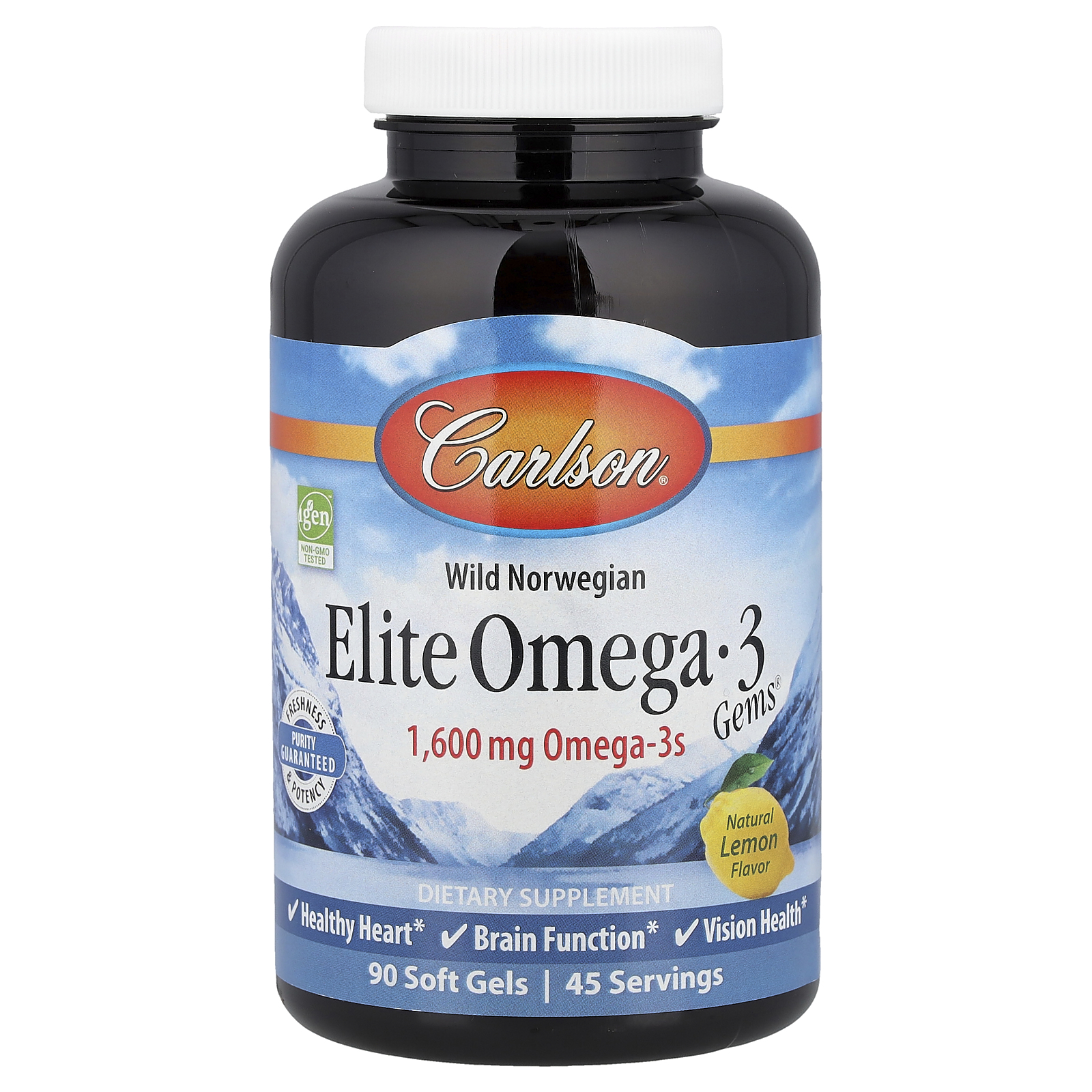 Carlson (칼슨), 노르웨이 자연산, Elite Omega-3 Gems®, 천연 레몬 맛, 소프트젤 90정