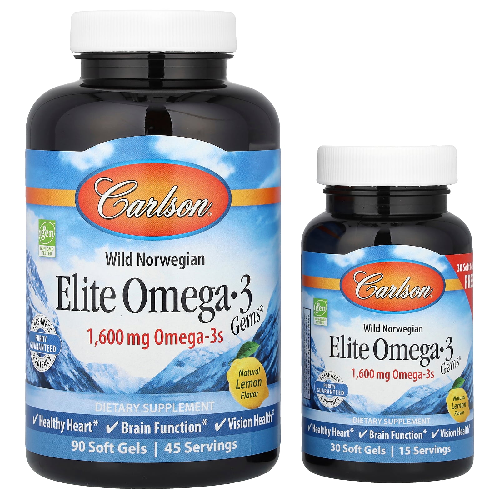 Carlson (칼슨), 노르웨이 자연산, Elite Omega-3 Gems®, 천연 레몬 맛, 소프트젤 120정