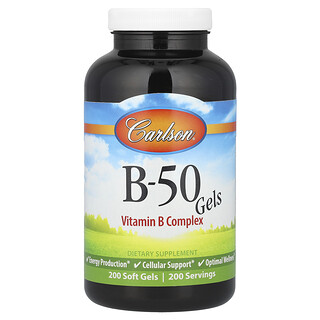 Carlson, B-50 Gel, Vitamin B Complex, 200 Soft Gels