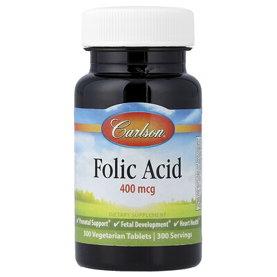 Photos - Vitamins & Minerals Carlson Labs Carlson, Folic Acid, 400 mcg, 300 Vegetarian Tablets CAR-02653