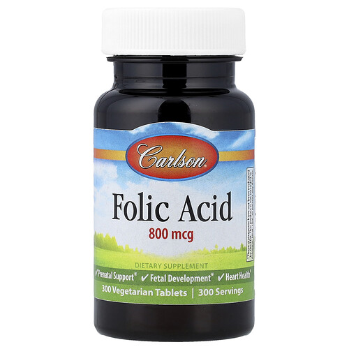 Carlson, Folsäure, 800 mcg, 300 pflanzliche Tabletten