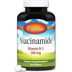 Carlson Labs, Ниацинамид, 500 мг, 250 таблеток