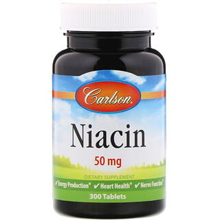 Carlson Labs, Niacina, 50 mg, 300 comprimidos