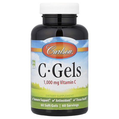 Product Image for Carlson, C-Gels, Vitamin C, 1,000 mg, 60 Soft Gels