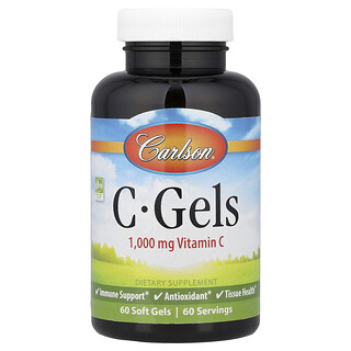 Carlson, C-geelit, C-vitamiini, 1 000 mg, 60 pehmeää geeliä