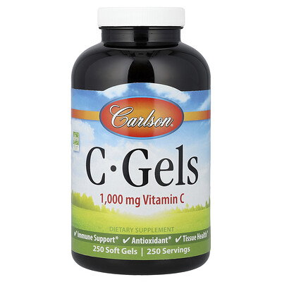 Product Image for Carlson, C-Gels, Vitamin C, 1,000 mg, 250 Soft Gels