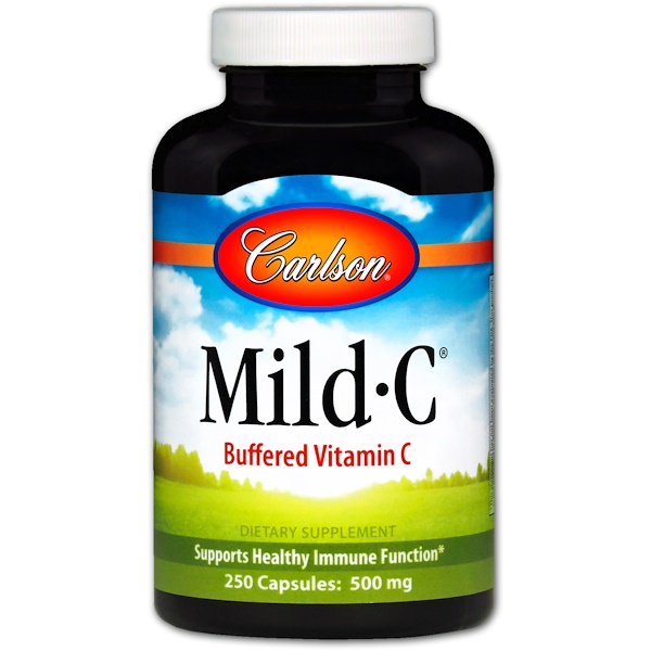 Carlson Labs, Mild·C, Витамин C, 500 мг, 250 капсул