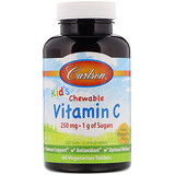 Carlson Labs, Kids, Жевательный витамин C, Натуральный мандариновый вкус, 250 мг, 60 таблеток отзывы