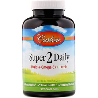 Carlson Labs, Vitaminas y Minerales, Super 2 Daily, sin hierro, 120 cápsulas blandas