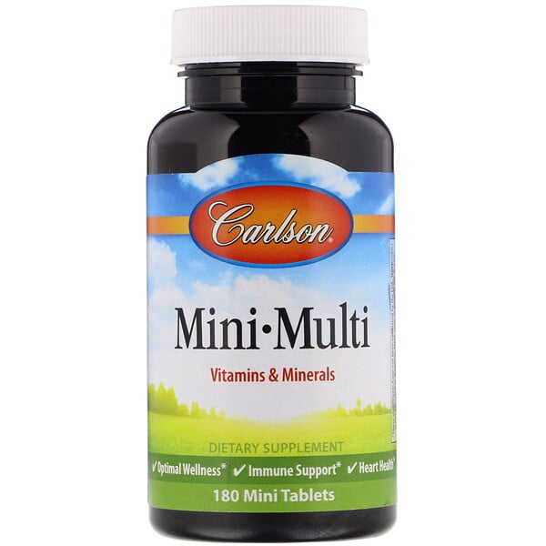 Carlson Labs, Mini-Multi, Vitamins & Minerals, Iron-Free, 180 Tablets