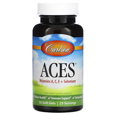 

Carlson, ACES, Vitamins A, C, E + Selenium, 50 Soft Gels