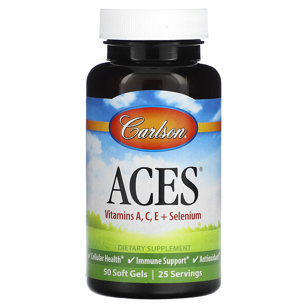 Carlson‏, ACES, ויטמינים A‏, C‏, E וסלניום, 50 כמוסות רכות