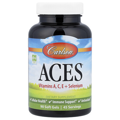 Carlson, ACES®, Vitaminas A, C, E y selenio, 90 cápsulas blandas