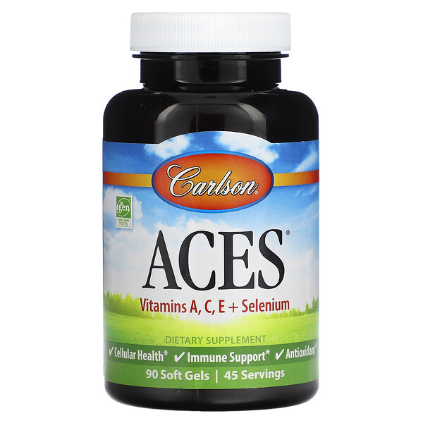 Carlson‏, ACES, ויטמינים A‏, C‏, E וסלניום, 90 כמוסות רכות