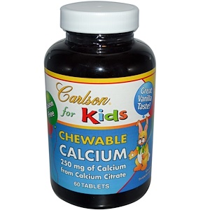 Carlson Labs, Kid's Chewable Calcium, Vanilla, 60 Tablets
