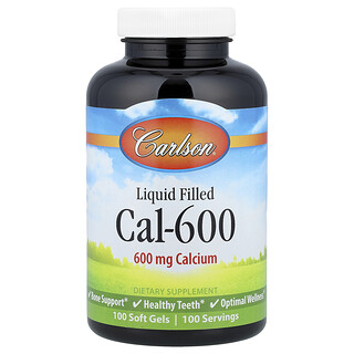Carlson, Cal-600 relleno de líquido, 600 mg, 100 cápsulas blandas